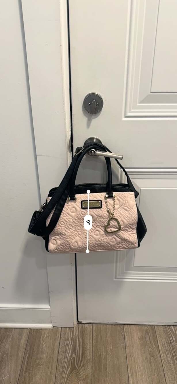 Betsey Johnson Quilted Satchel Pink Black Handbag
